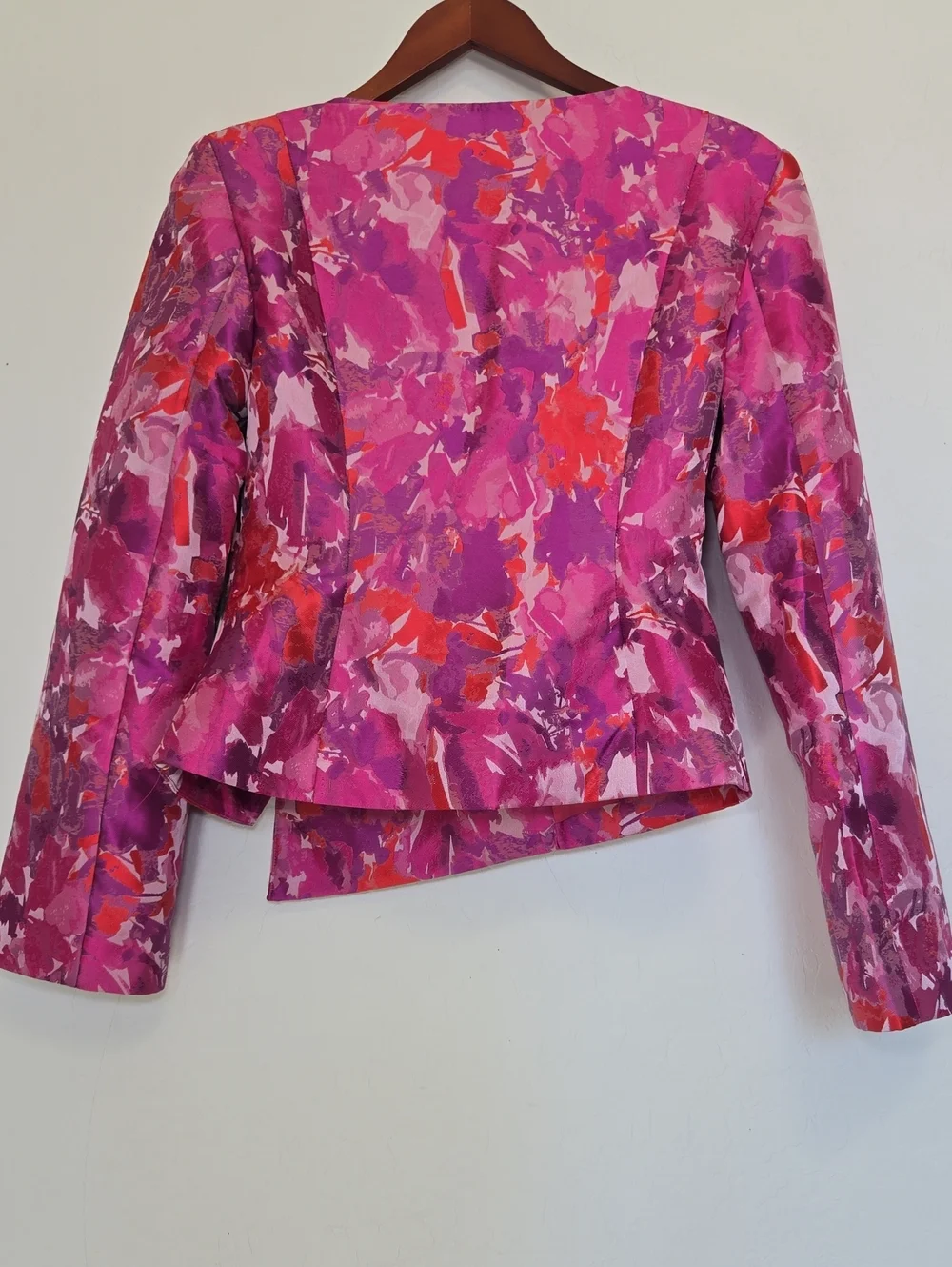 Naked Wardrobe Suiting Jacquard Crossbody Blazer Fuchsia Multi Abstract Size M